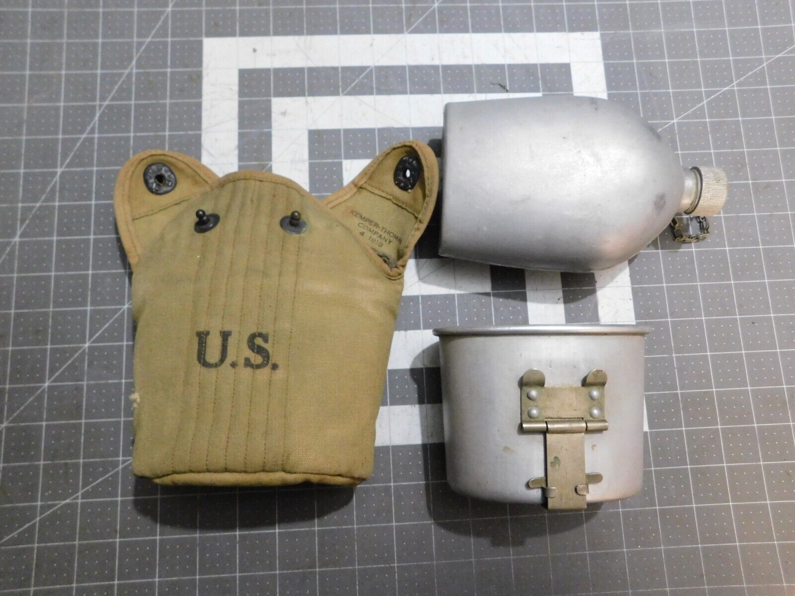 WWI US Military Canteen with Cover & Cup, all 1918 Nice