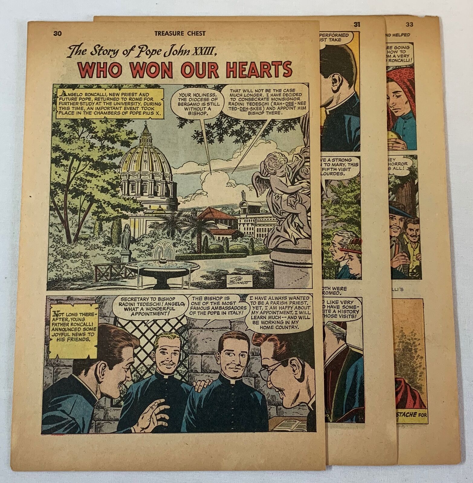 1962 five page cartoon story ~ POPE JOHN XXIII ~ Studying In Rome