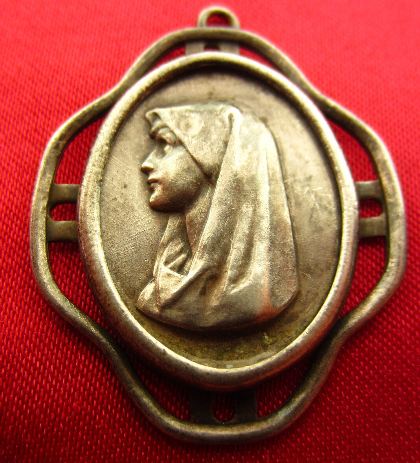 Vintage MARY Medal Large Ornate Religious Catholic MARY Silvertone Pendant