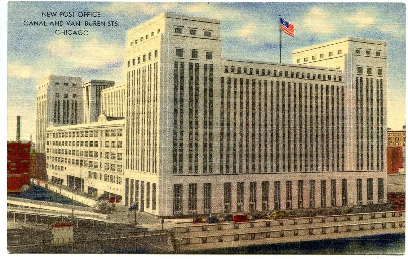 New Post Office Canal and Van Buren Sts. Chicago Vintage Linen Postcard Unposted