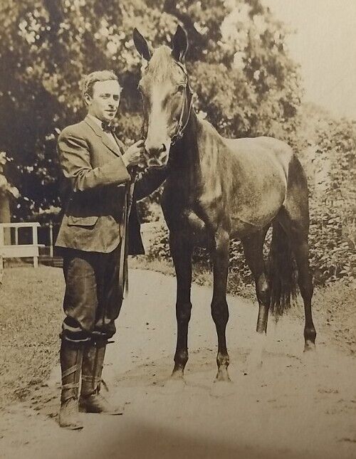 Vintage Photo Huntington, LI NY Heyse Family Antique Identified Man Horse B&W #6