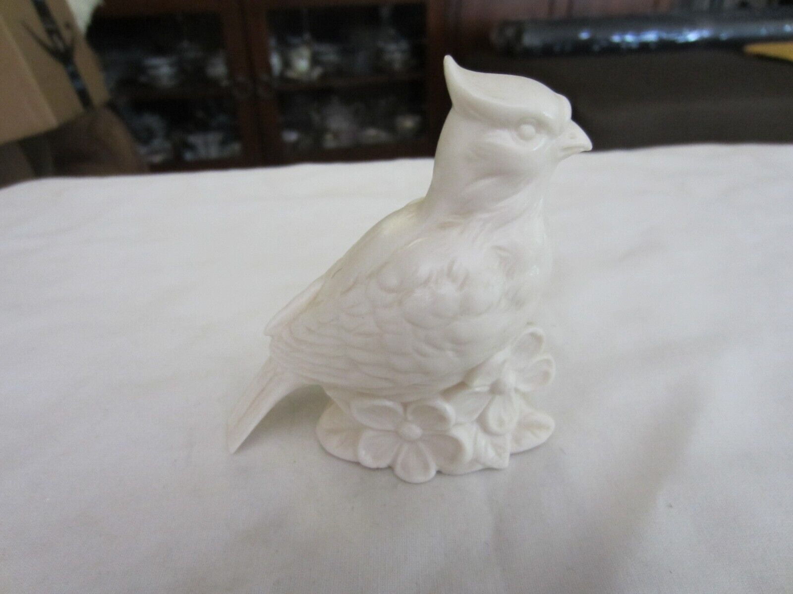 Vintage Schmid Bros White Porcelain Ceramic Bird Floral Figurine