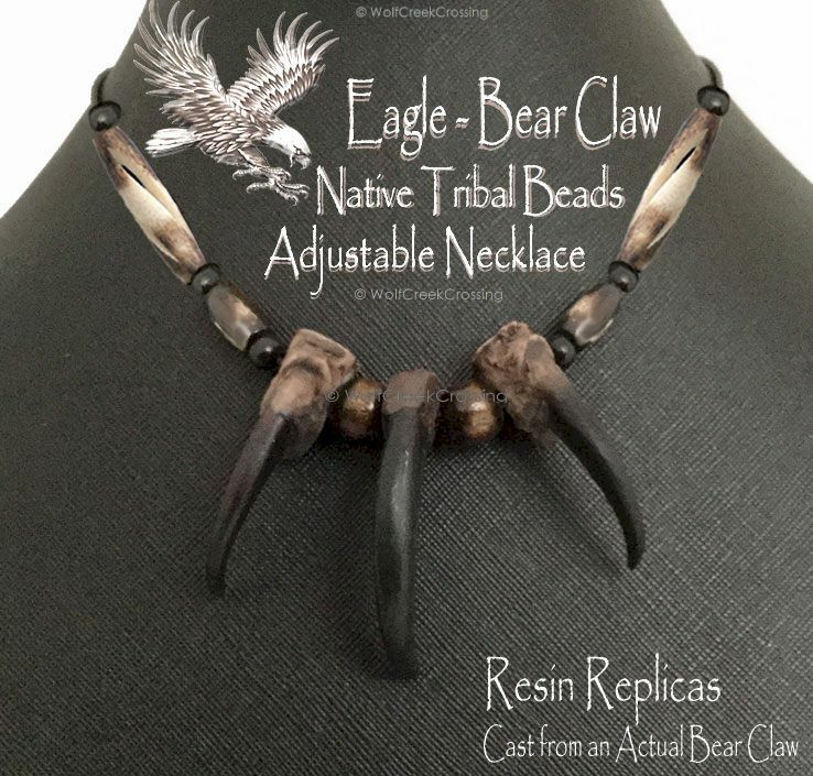 EAGLE BEAR CLAW NECKLACE FAUX RUGGED GRIZZLY TRIBAL INDIAN STYLE -  E3'