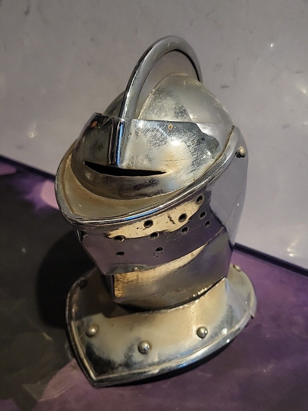 Mini European Helmet Medieval Knight Helm hinged face neck Protection Steel 