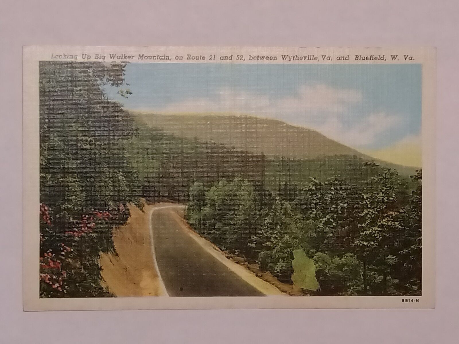 Looking Up Big Walker Mountain On Route 21 And 52 Wytheville Virginia  Postcard