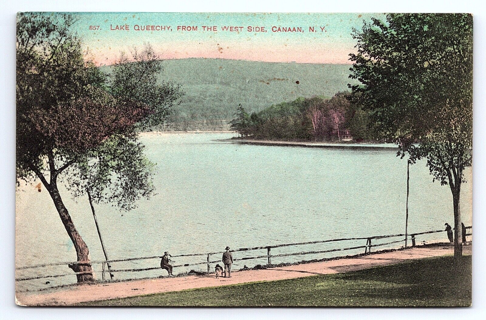 Postcard Lake Queechy From West Side Canaan New York NY