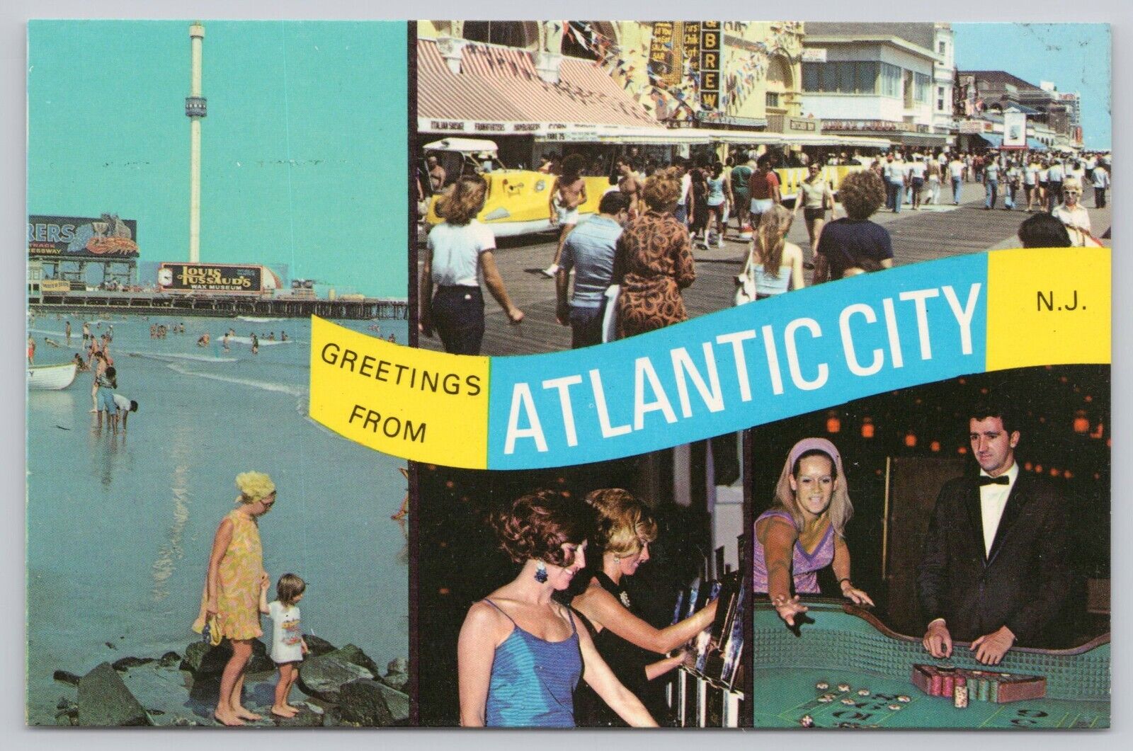 Greetings From Atlantic City New Jersey NJ Multi-View Vintage Chrome Postcard