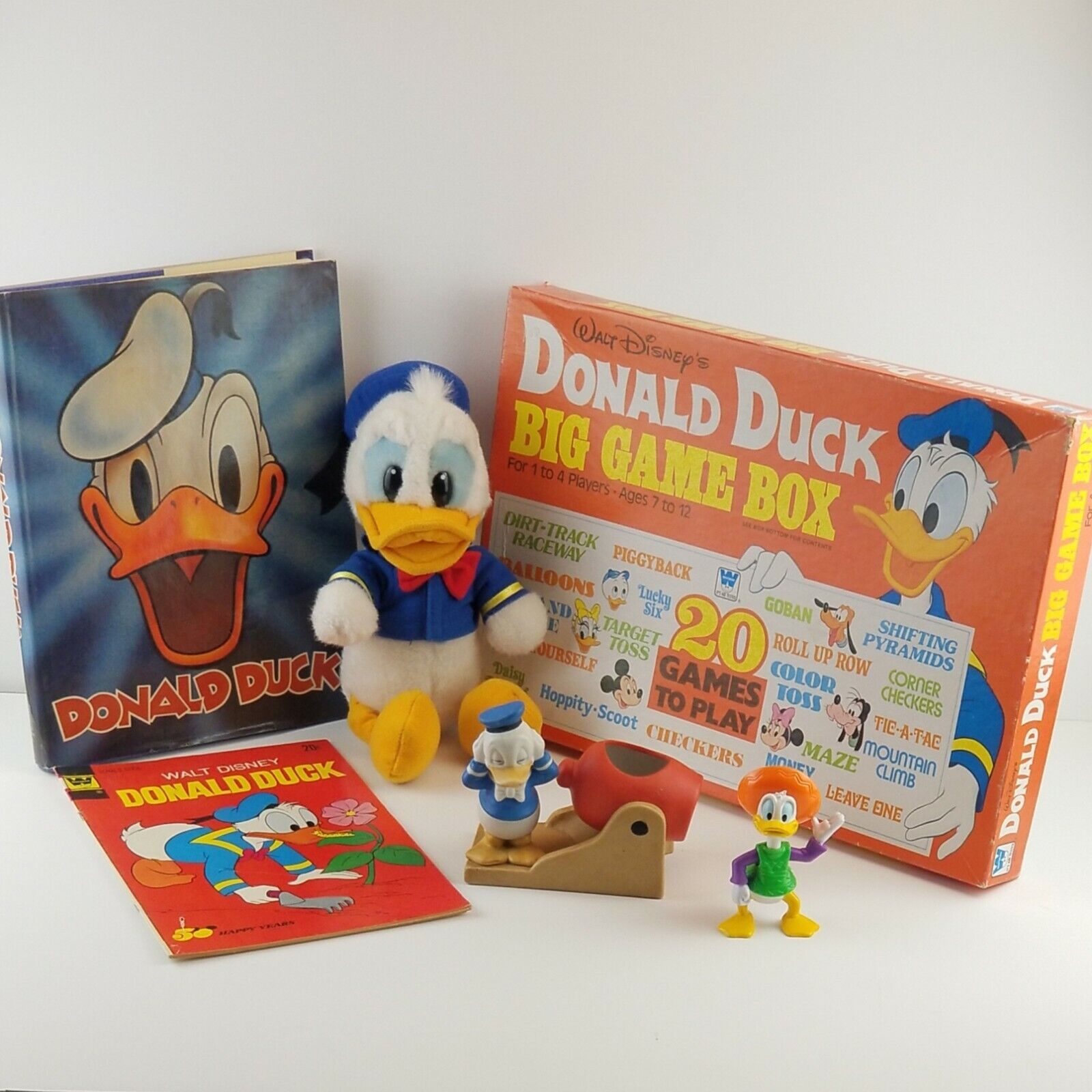 Donald Duck Disney Lot of 6 - Game, Book, Comic, Plush, Candle Holder, Figure