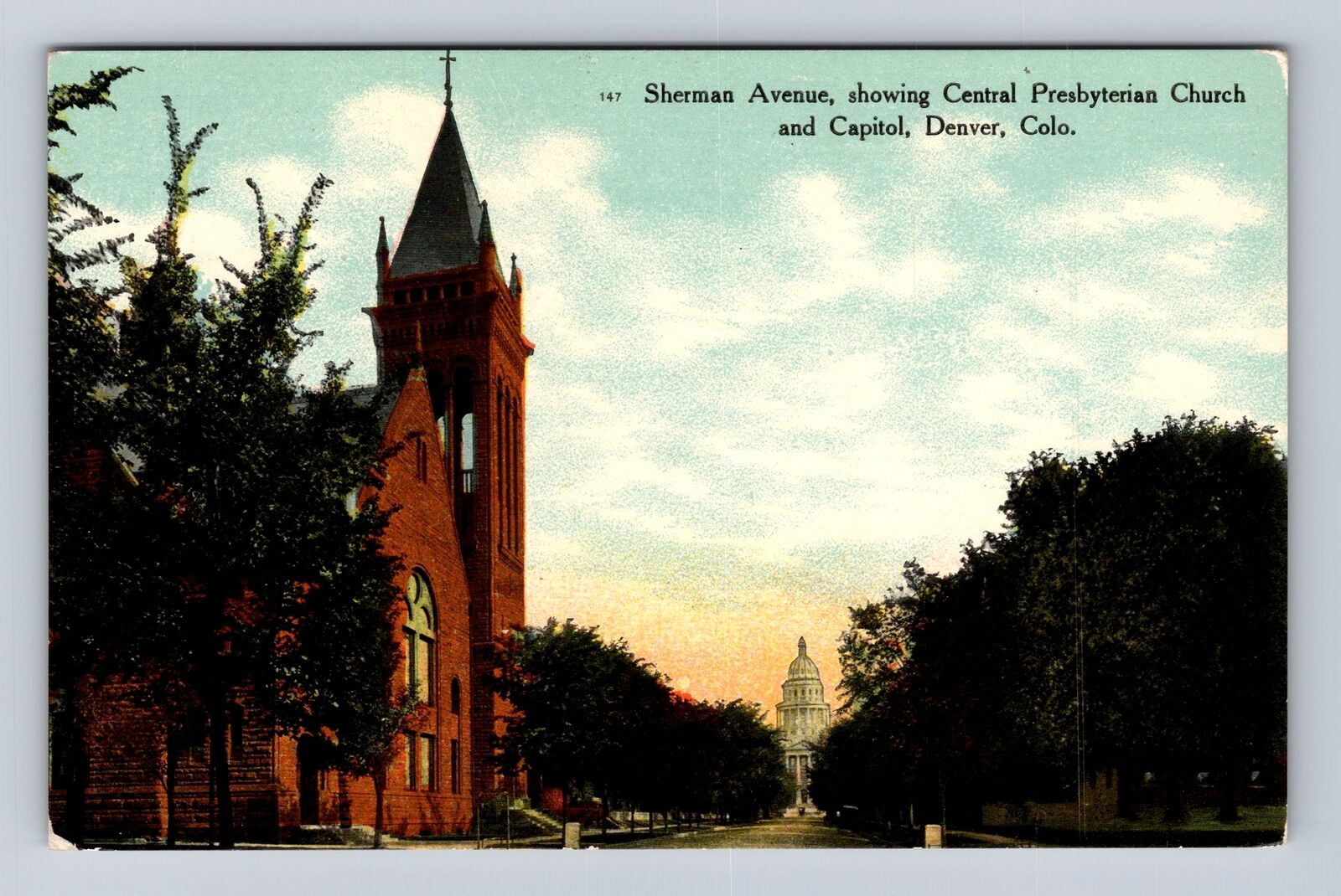 Denver CO-Colorado, Sherman Avenue Central Presbyterian Church Vintage Postcard