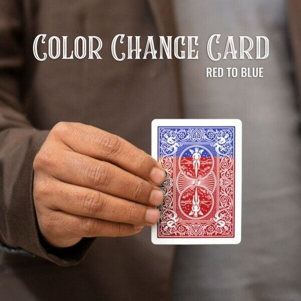 Color Changing Card Gimmick on Bicycle Rider Back Magic Trick (1 Pc Red to Blue)