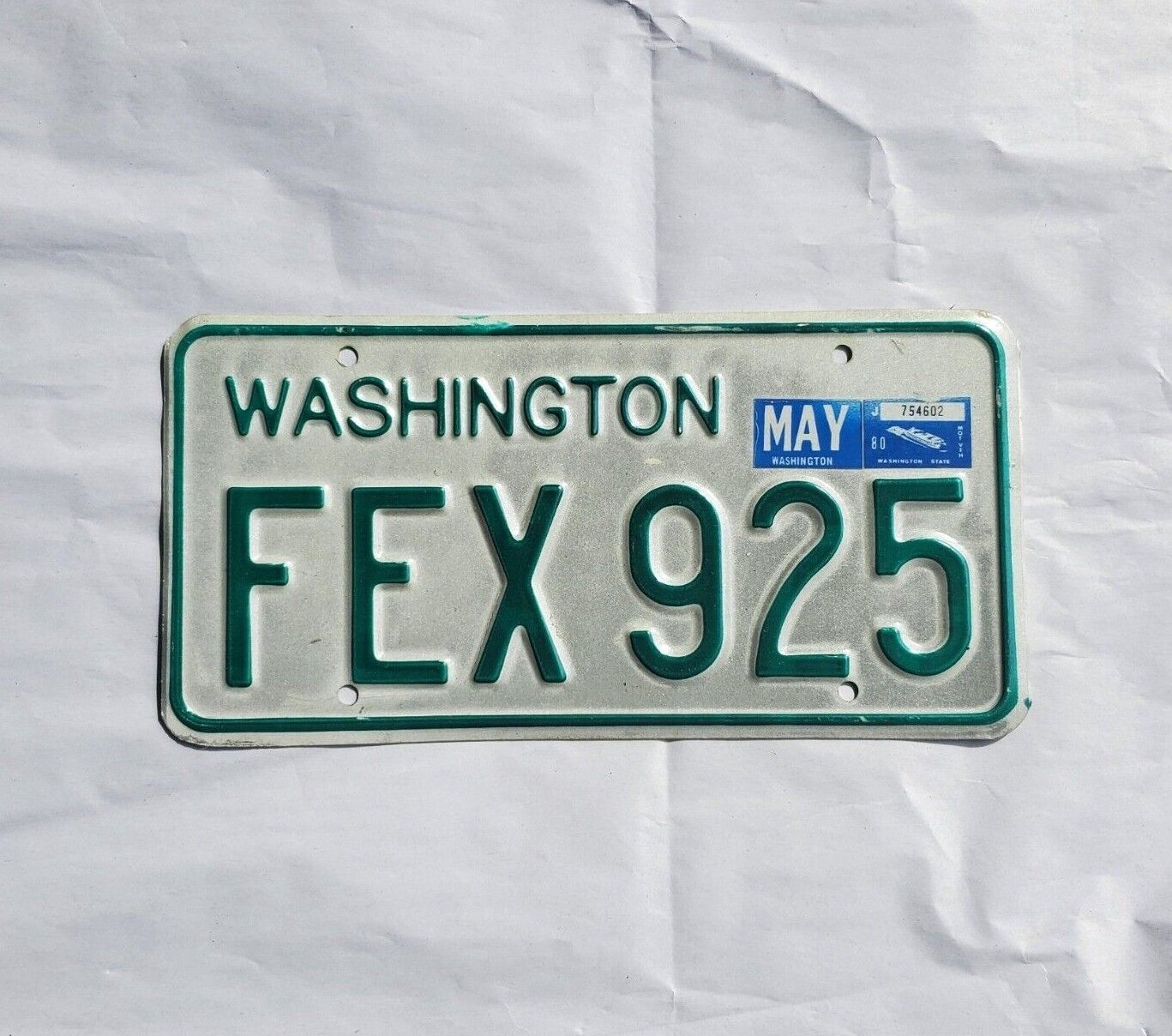 1980 Washington license plate DOL WA YOM Clear FEX 925