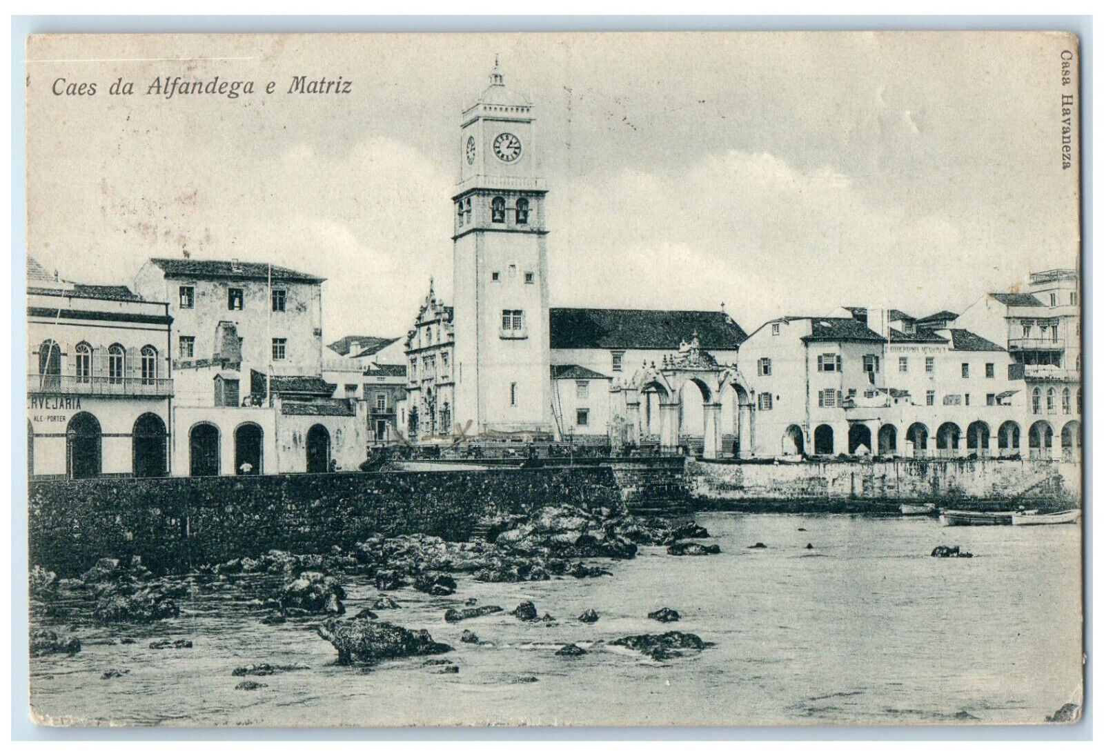 1907 Customs Head Office Casa Havaneza Ponta Delgada Azores Portugal Postcard