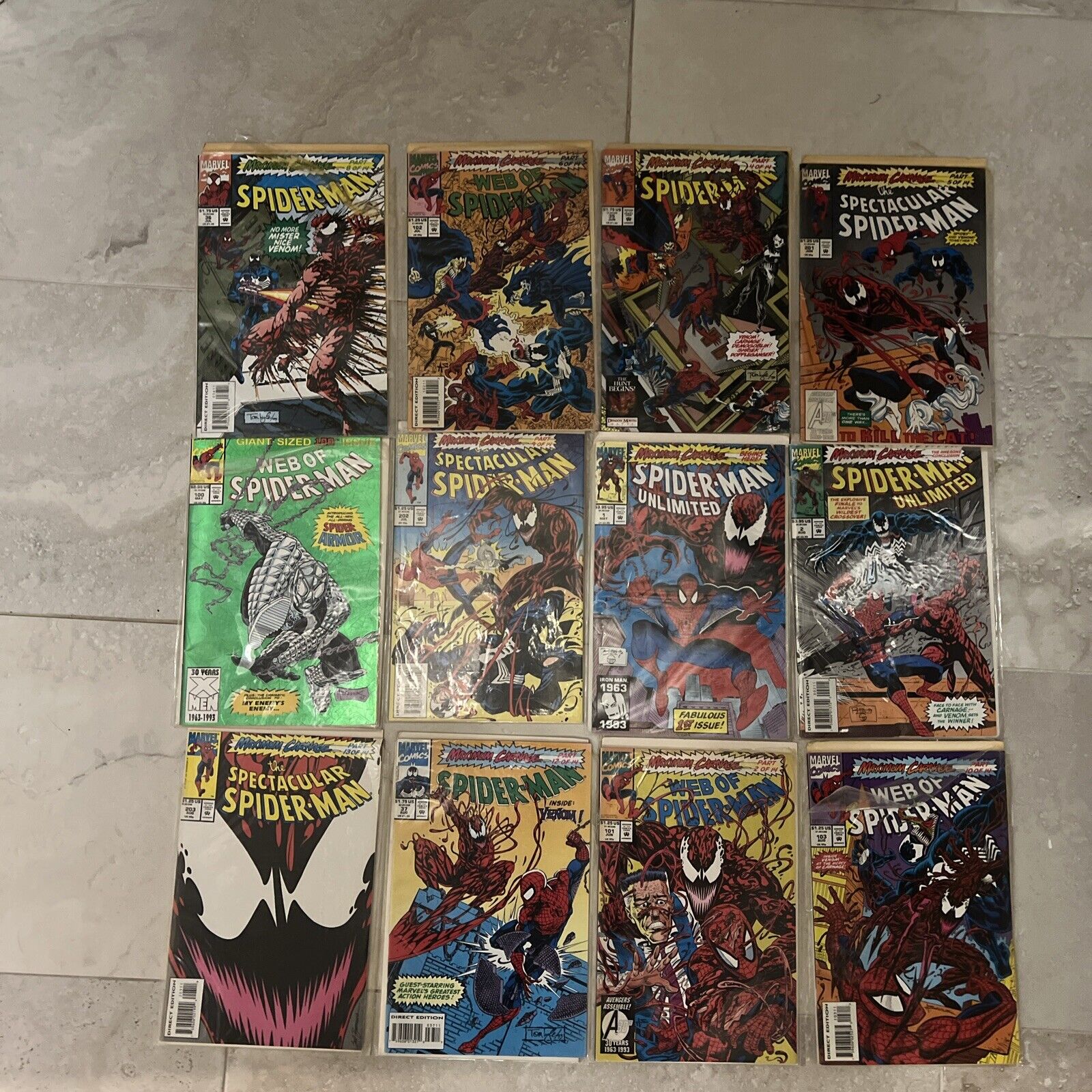 Lot of 12 Spider-Man Comics, All In Sleeves And Never Been Opened
