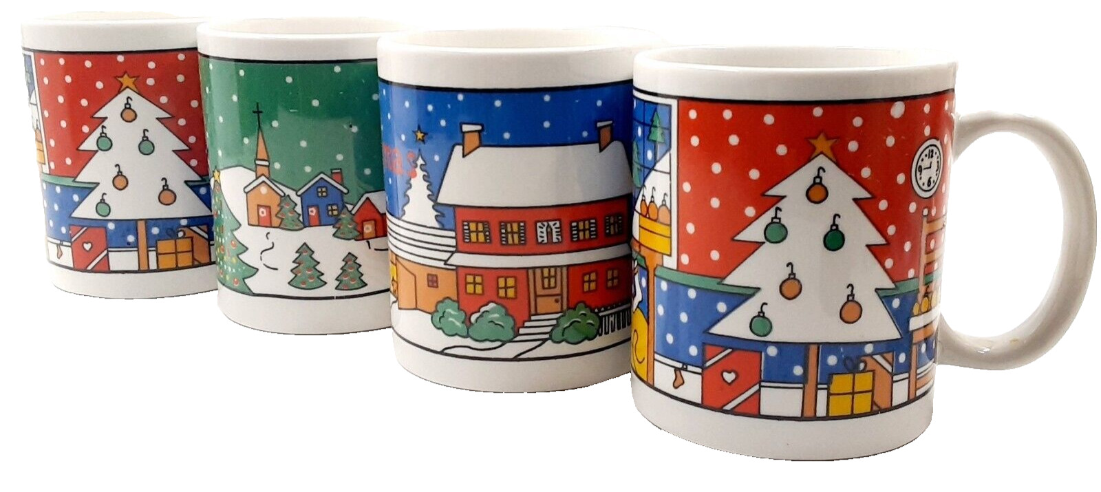 Christmas Holiday Mug Set of 4 Coffee Tea Cups New in Original Box
