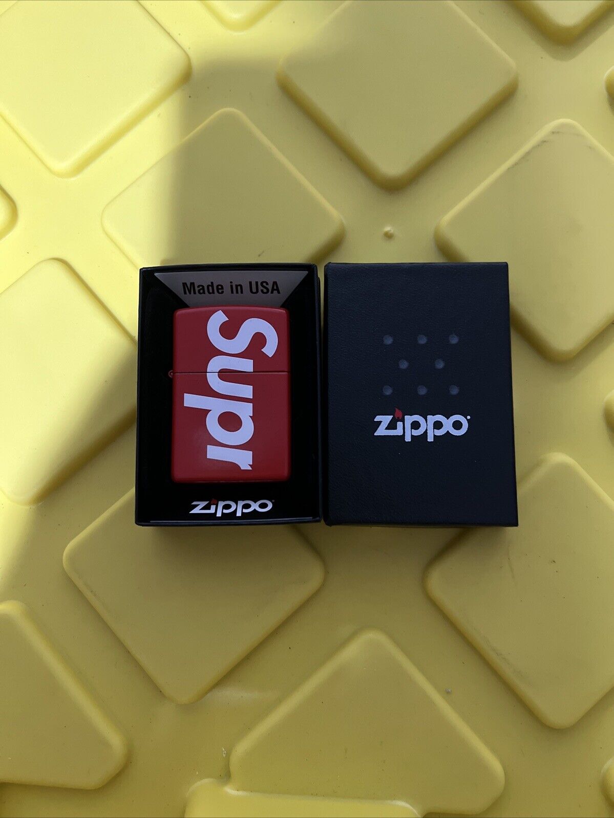 NOS Red Zippo Lighter Supreme New York Clothing Skateboard Shop Logo Sold Out