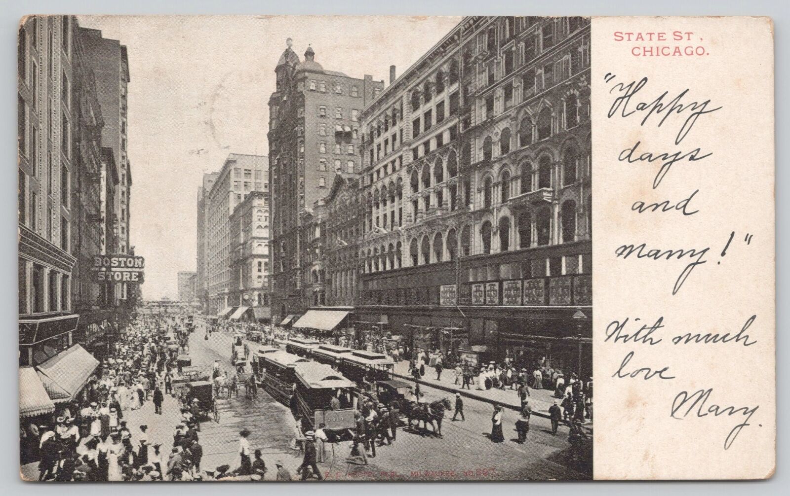 Postcard State St Chicago Illinois c.1904