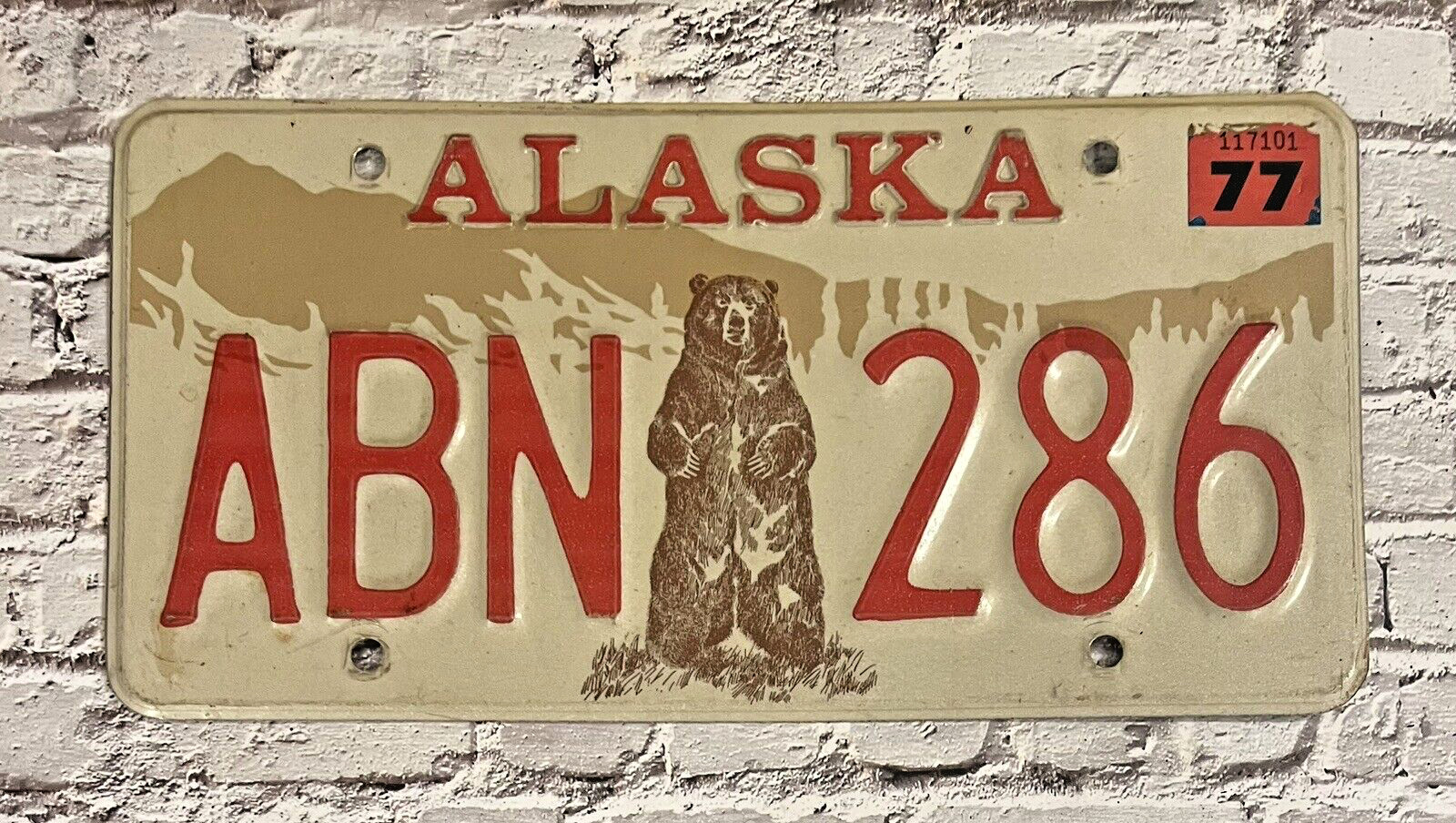 1977 Alaska Embossed Automobile License Plate # ABN-286