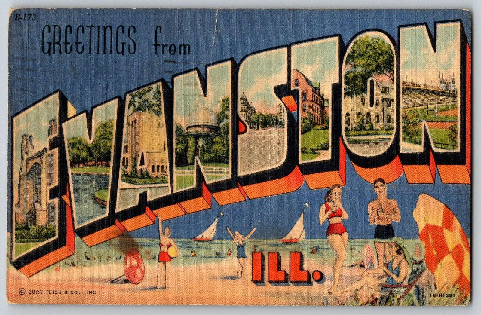 Evanston, Illinois IL - Large Letter Greetings - Vintage Postcards Posted