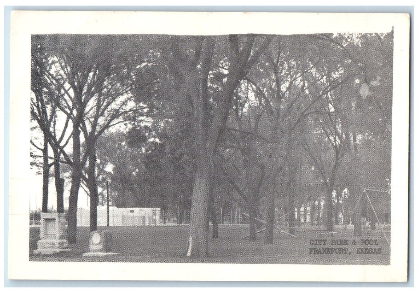 c1940 City Park Pool Exterior Trees Field Frankfort Kansas KS Vintage Postcard