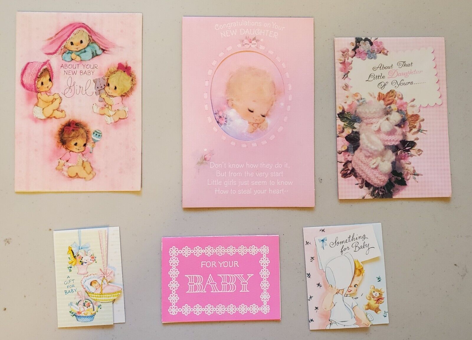 Lot of 18 vintage baby girl cards - early 1970s