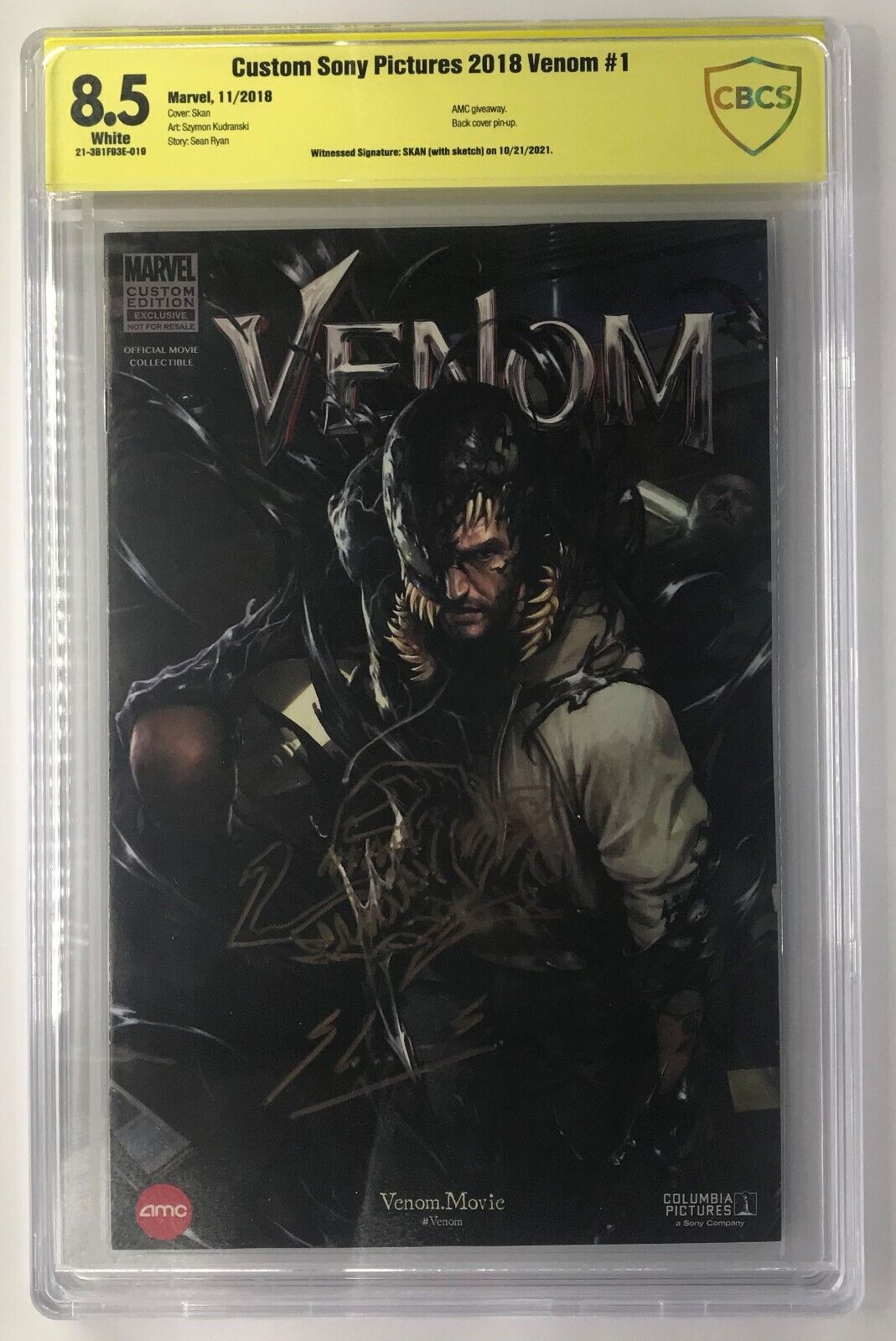 Venom #1 AMC CBCS - Signed and Sketched by Skan 