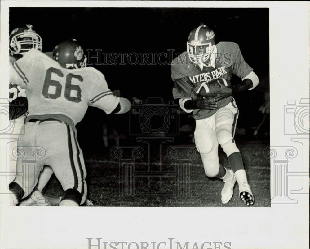 1985 Press Photo Myers Park and South Mecklenburg play high school football
