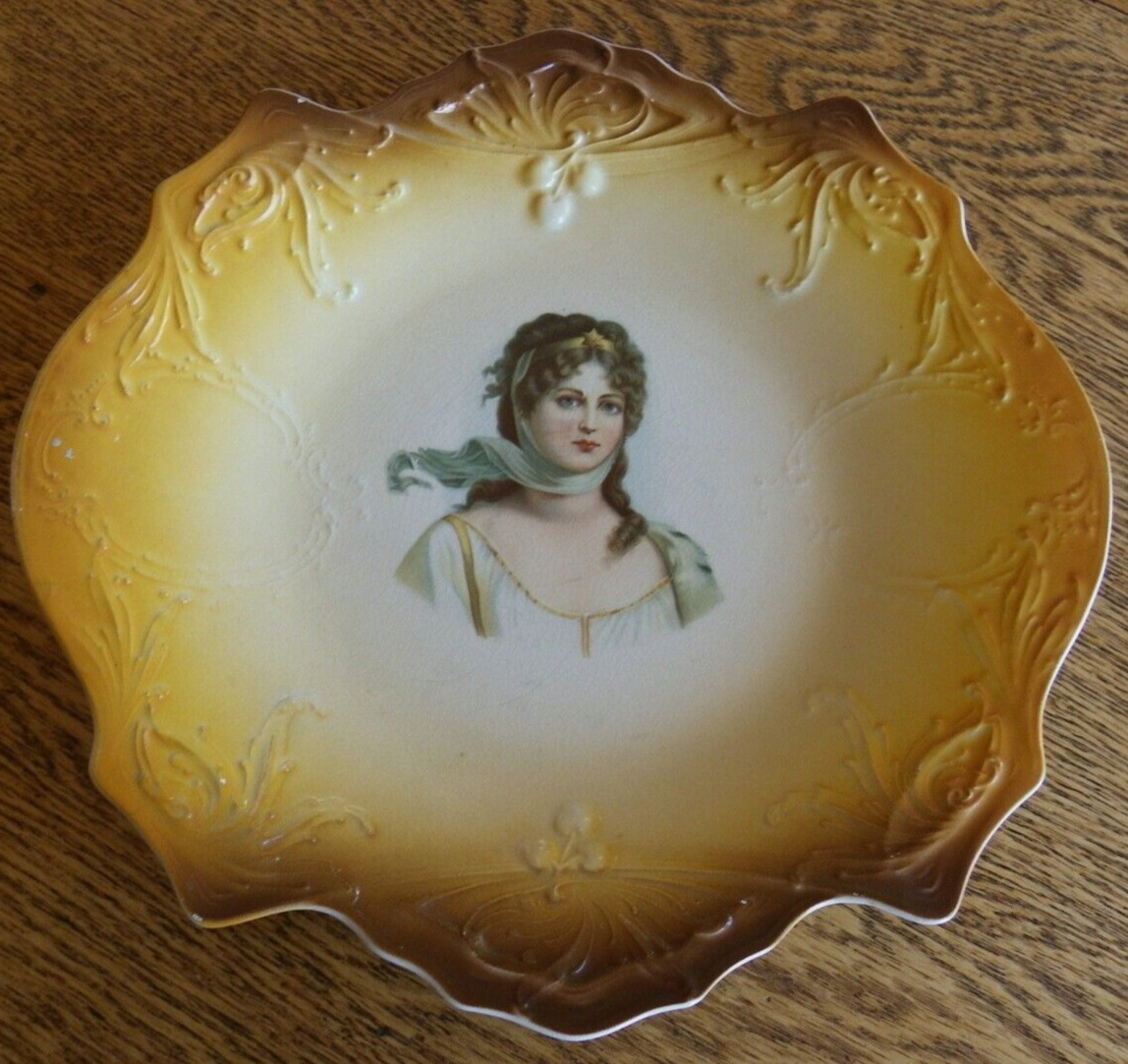 Antique Porcelain China Victorian Lady Charger/ Plate