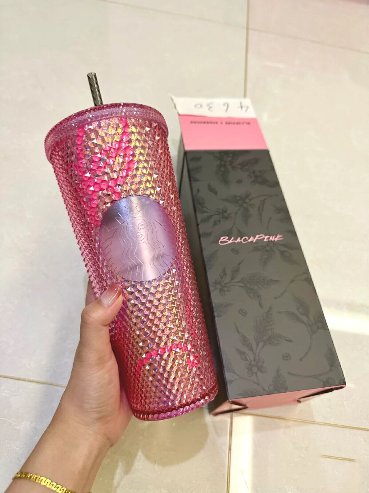 X Blackpink Group Starbucks Cooperation Durian cup Pink&Black Cup Tumbler 24oz