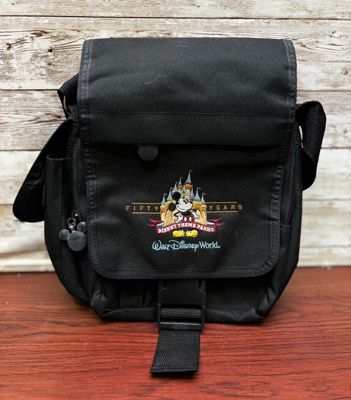 Walt Disney World FIFTY YEARS Black Canvas CROSSBODY Bag Mickey Mouse