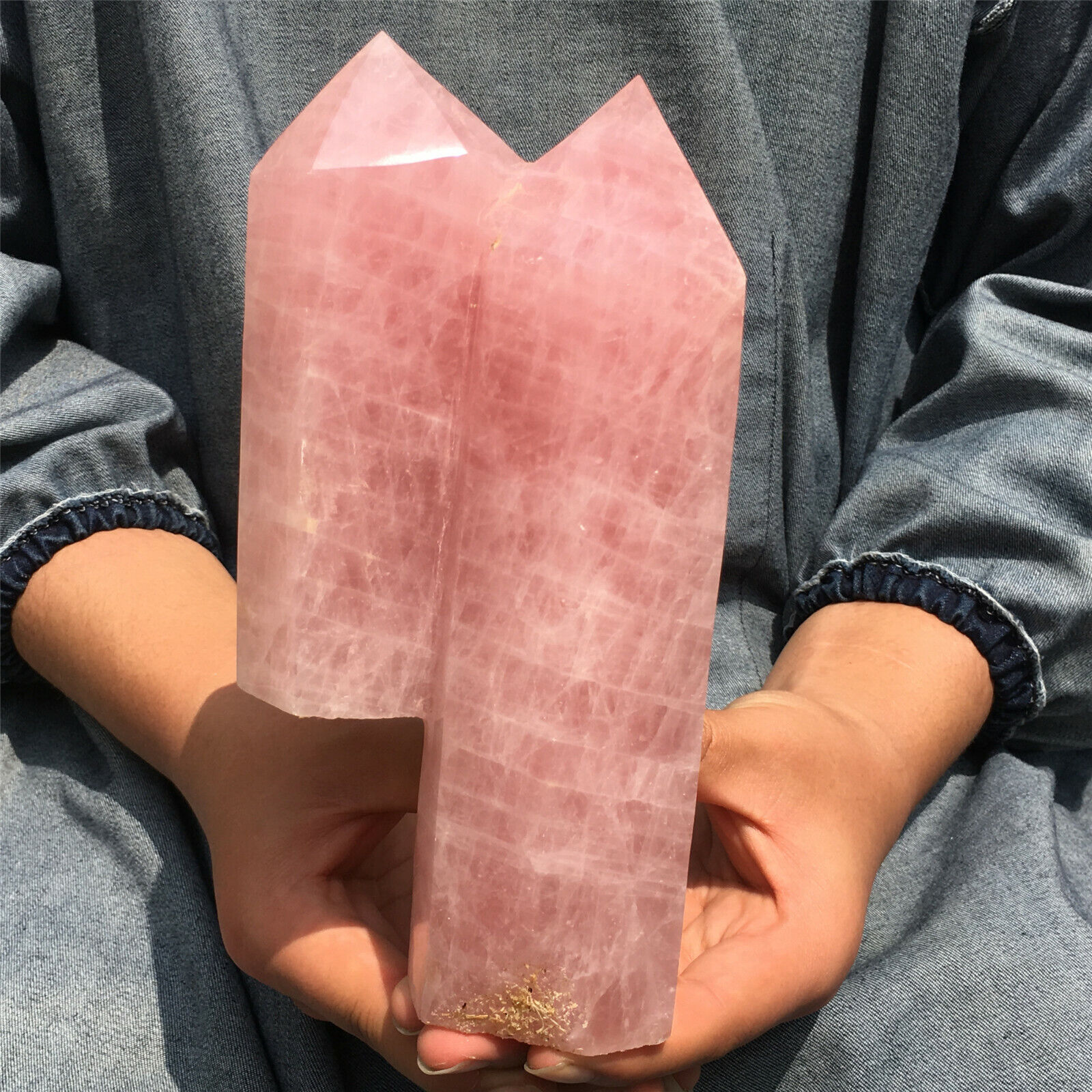 3.82LB TOP natural pink rose quartz obelisk crystal wand cluster healing MXA4838