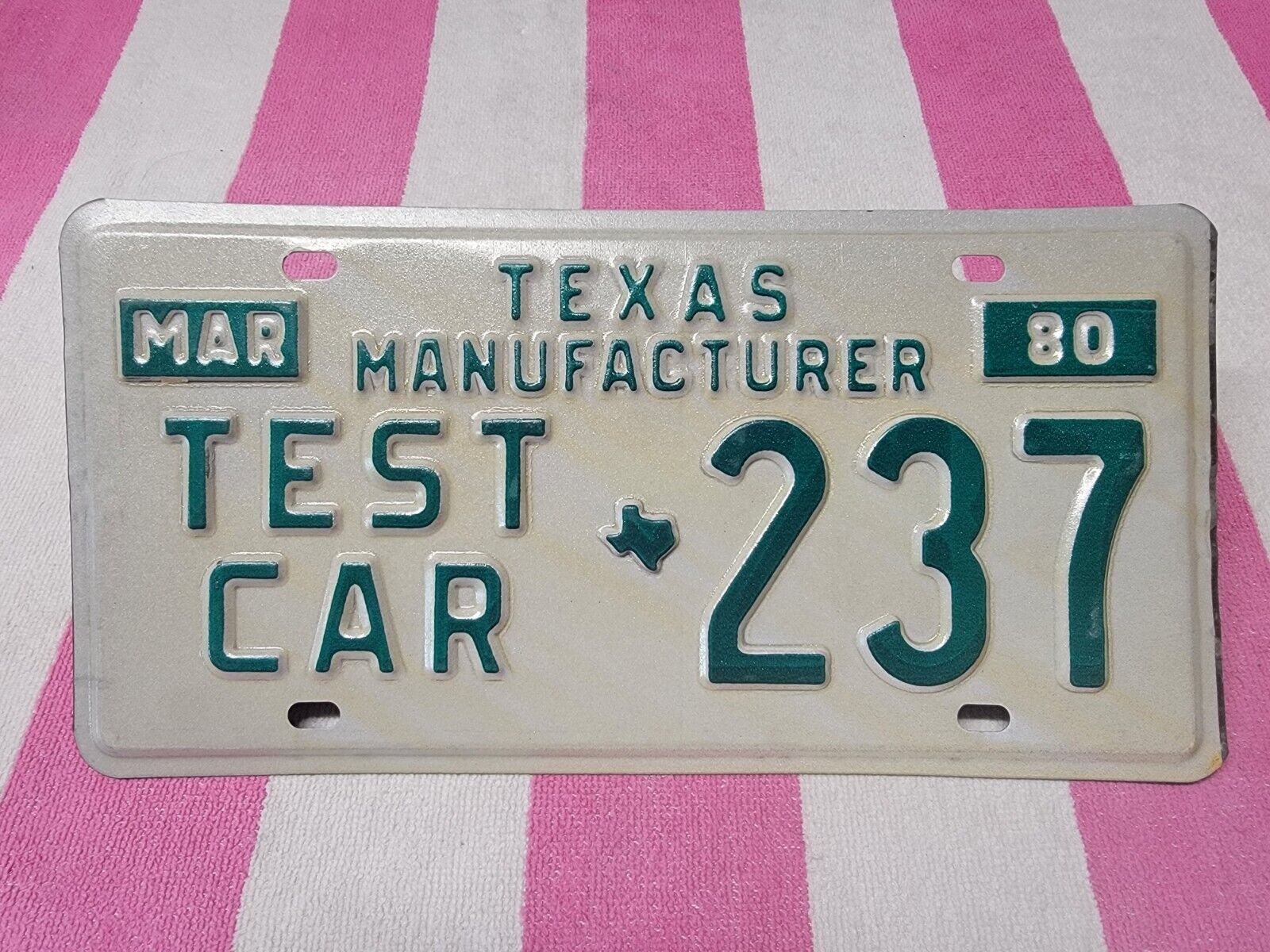 1980 Texas Test Car License Plate