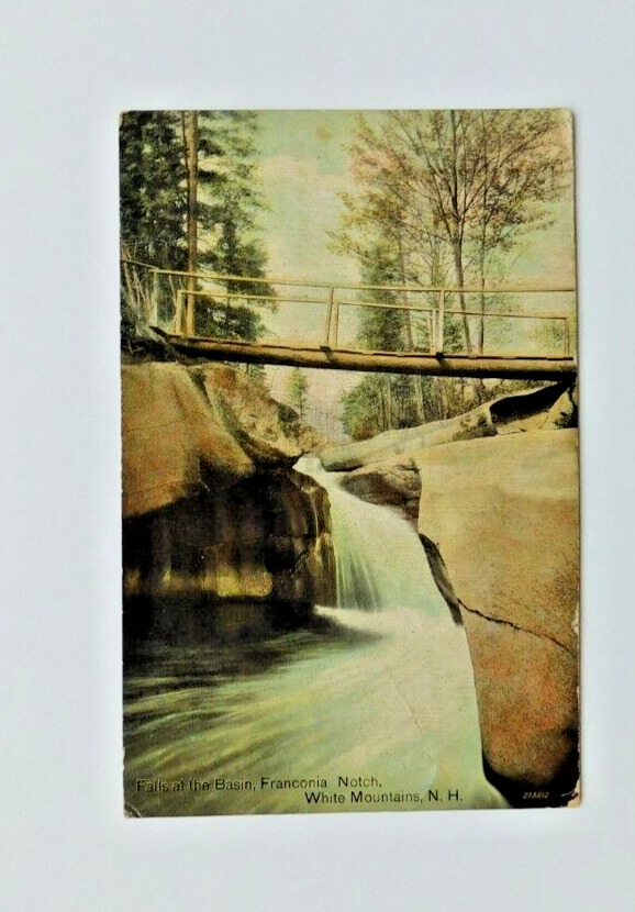 Whie Mountain, New Hampshire - Falls at Basin, Franconia Notch VTG Postcard 1911