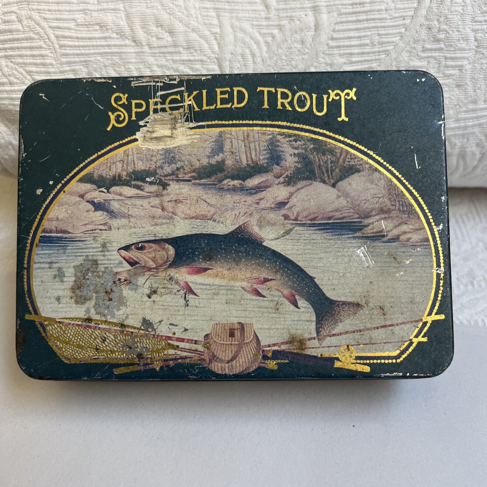 Antique Speckled Trout Tin Box 4