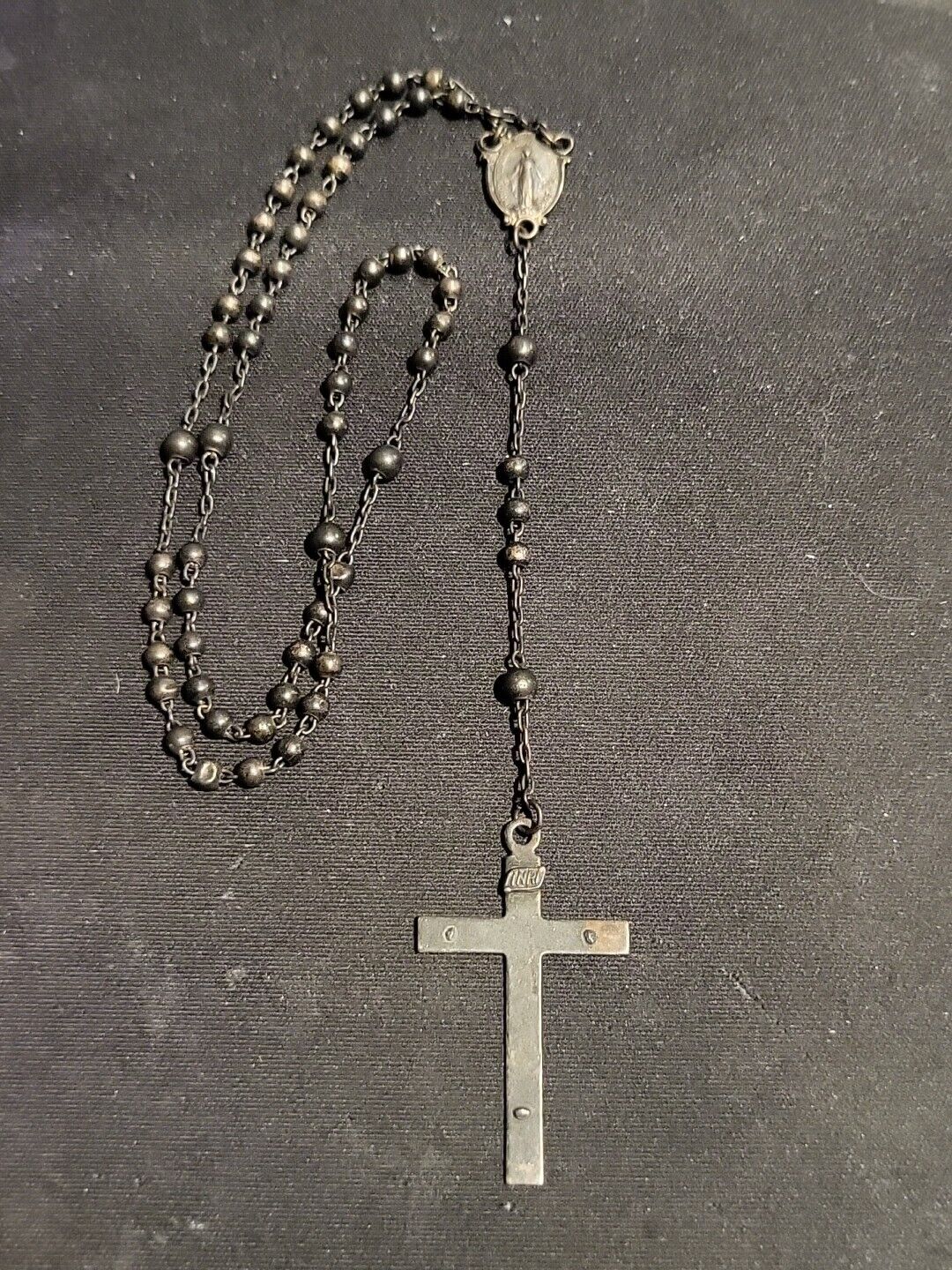 vintage sterling silver rosary Necklace