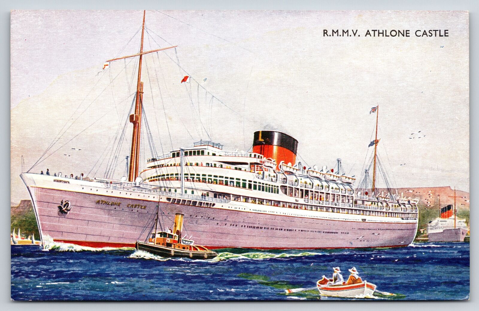 Transportation~Steamship~RMMV Athlone Castle~Vintage Postcard