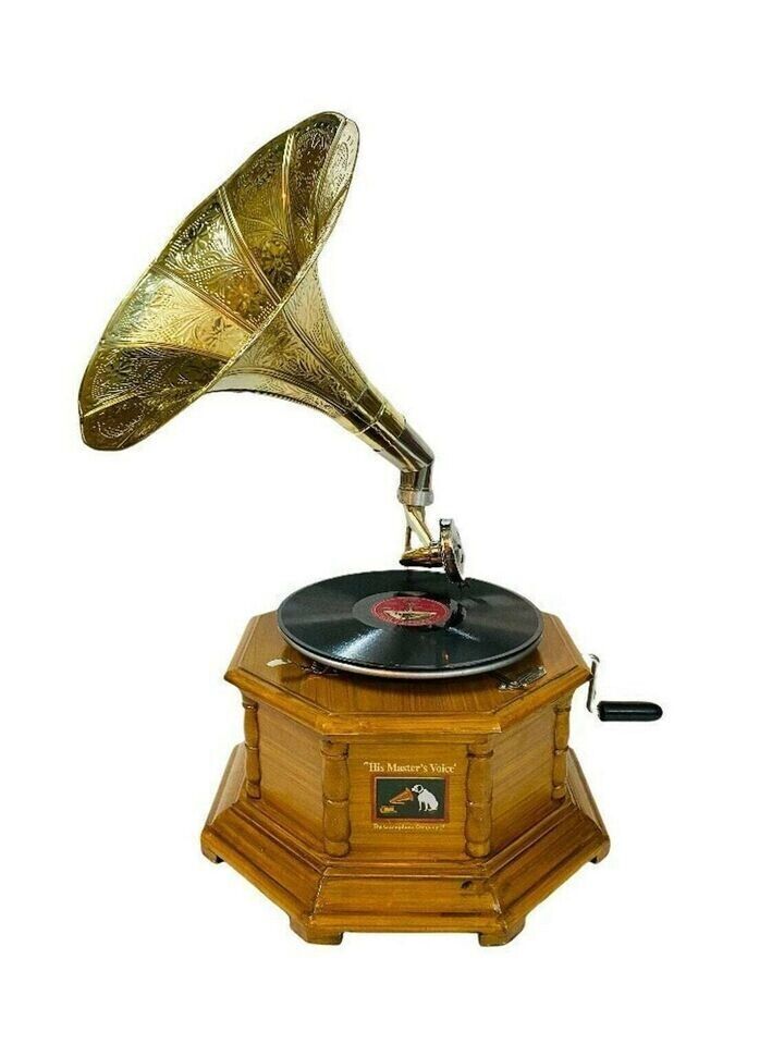 HMV  Working Gramophone Player Antique Replica Phonograph Vinyl Recorder Gift