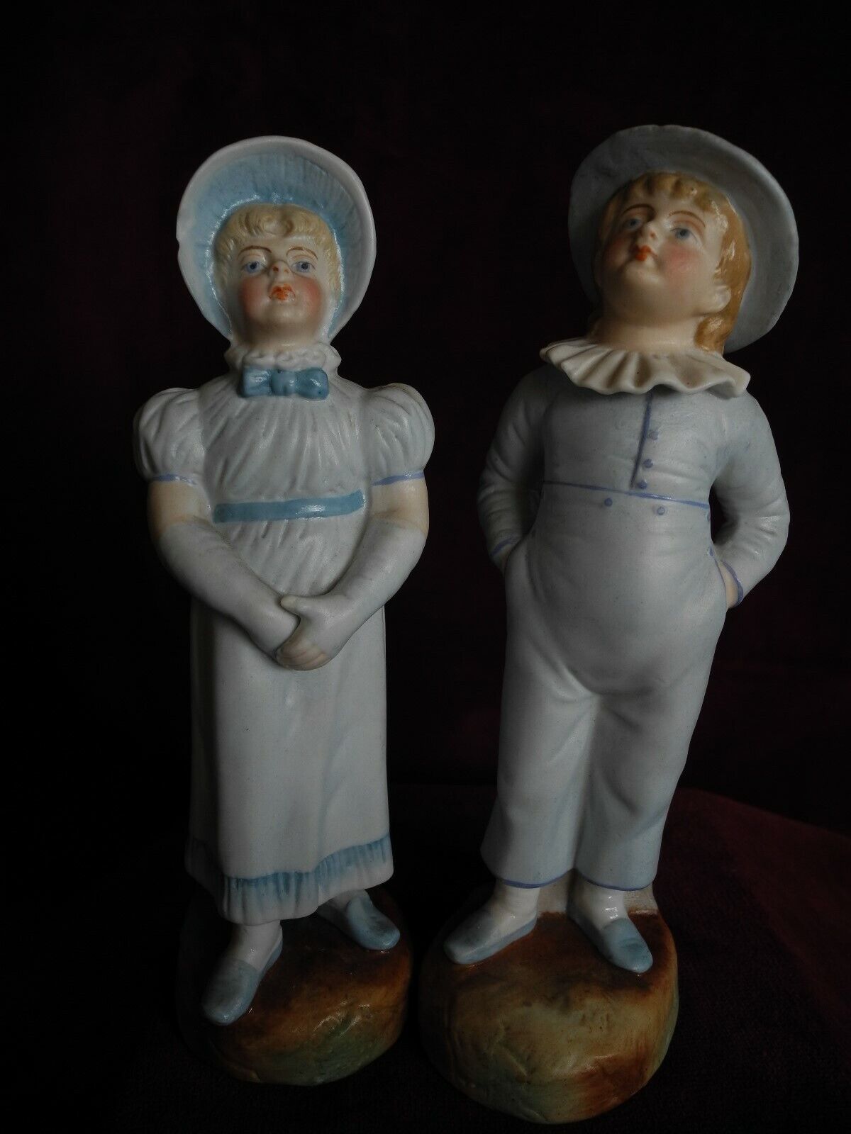 PAIR Darling Antique BOY & GIRL Pre-1900 Victorian bisque figurines