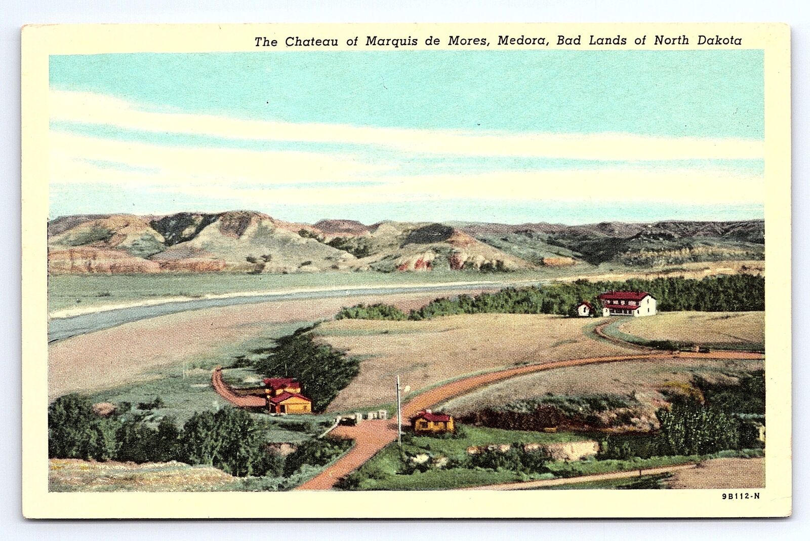 Postcard Chateau of Marquis de Mores Medora North Dakota Badlands