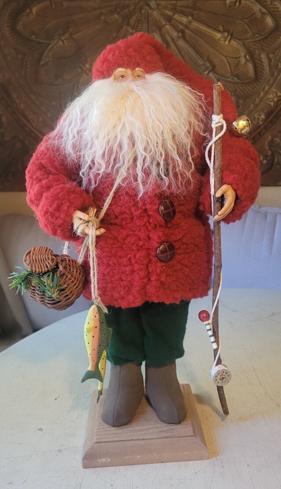 Vintage Woodland Fisherman Santa