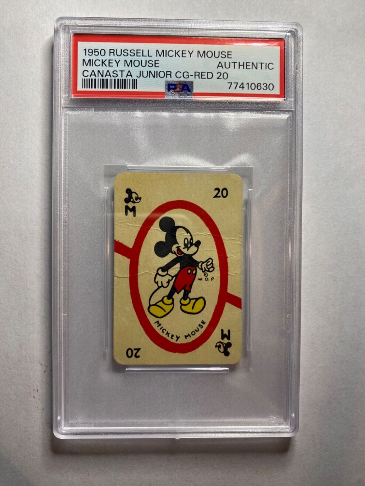 VINTAGE 1950 RUSSELL MICKEY MOUSE CANASTA CG-RED 20 PSA AUTHENTIC DISNEYANA