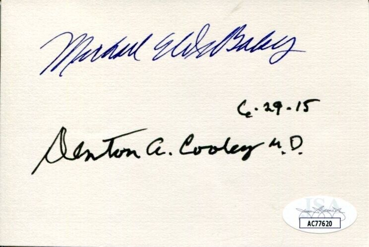 Dr. Denton Cooley Michael DeBakey Heart Surgeon Inventors Signed Autograph JSA