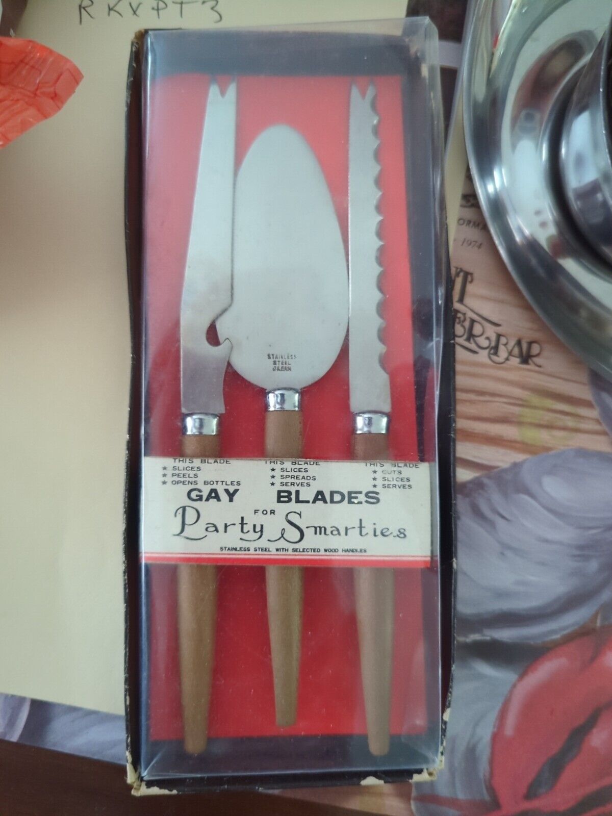Vintage Gay Blades for Party Smarties Utensil Set Knife Spreader, Bottle Opener