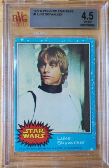 1977 Beckett Error 4.5 RC Topps Luke Skywalker Rookie Series 1 Star Wars Card