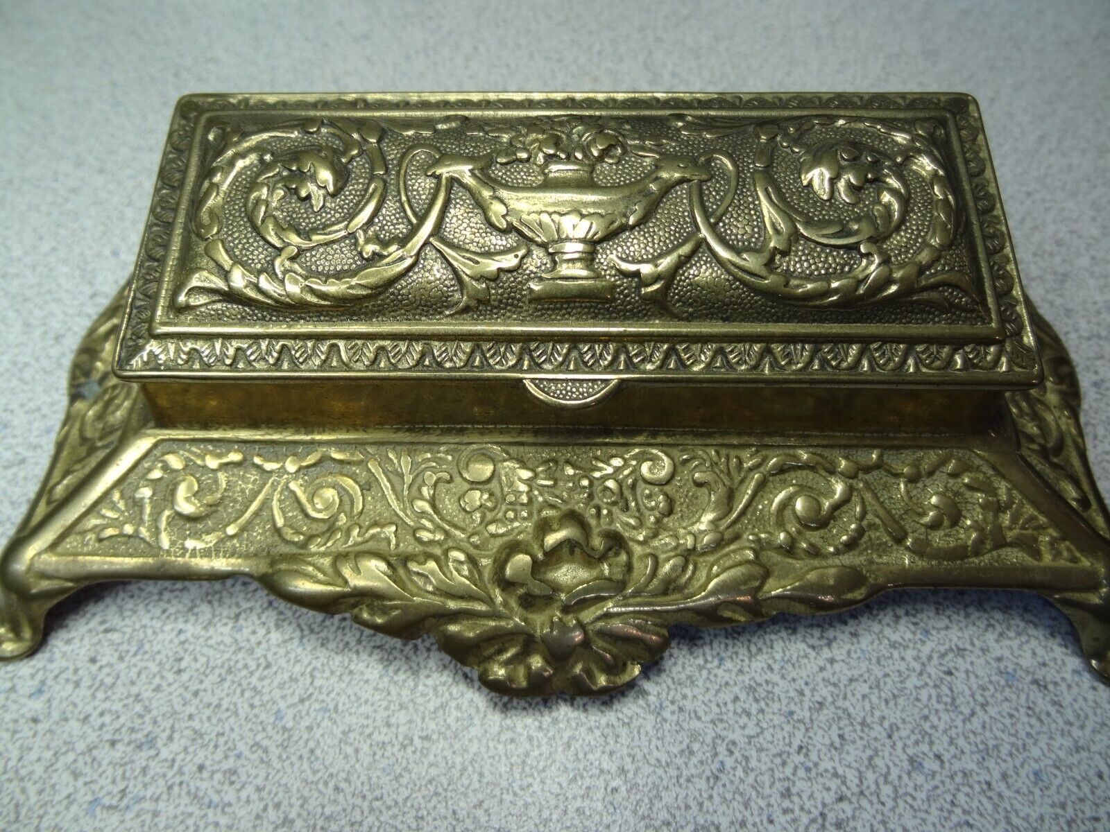 Magnificent Vintage Brass Jewely Trinket Casket Storage Chest Box
