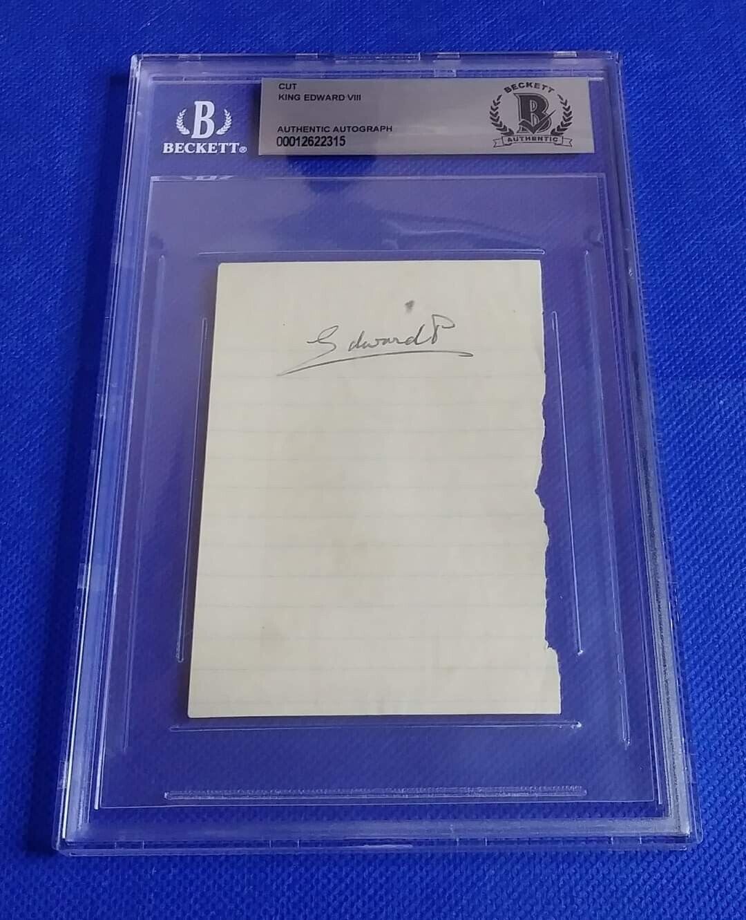 King Edward VIII Prince of Wales Signed BAS Beckett Authenticated Cut Signature