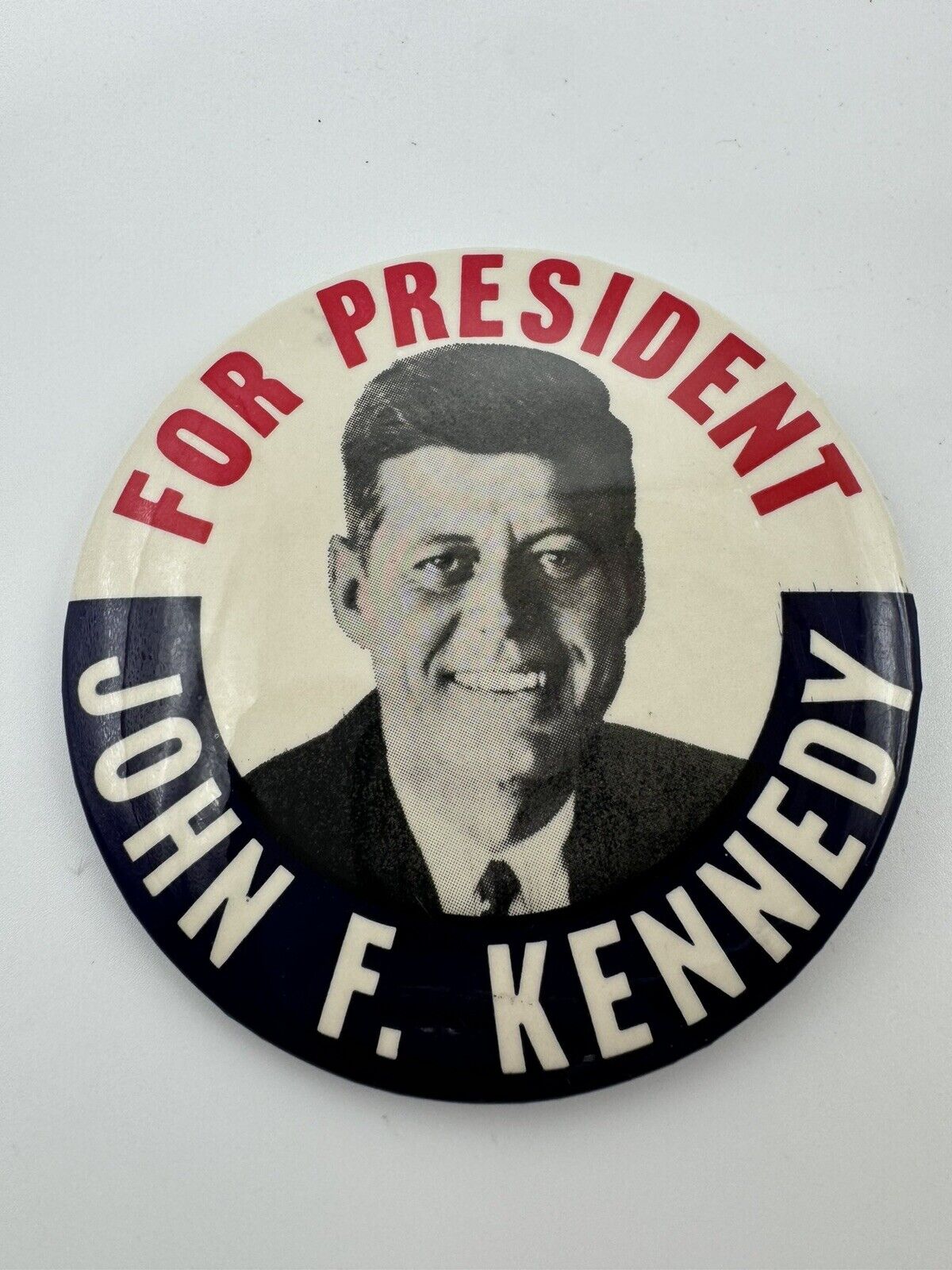 Large 1960 John F Kennedy For President JFK Political Campaign Pin Button 3 3/8