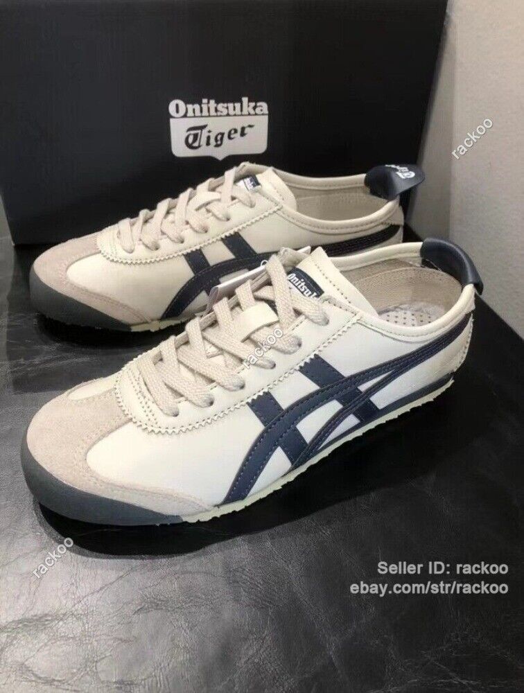 Retro Onitsuka Tiger MEXICO 66 Shoes - Birch/Peacoat, Unisex, Classic Sneakers
