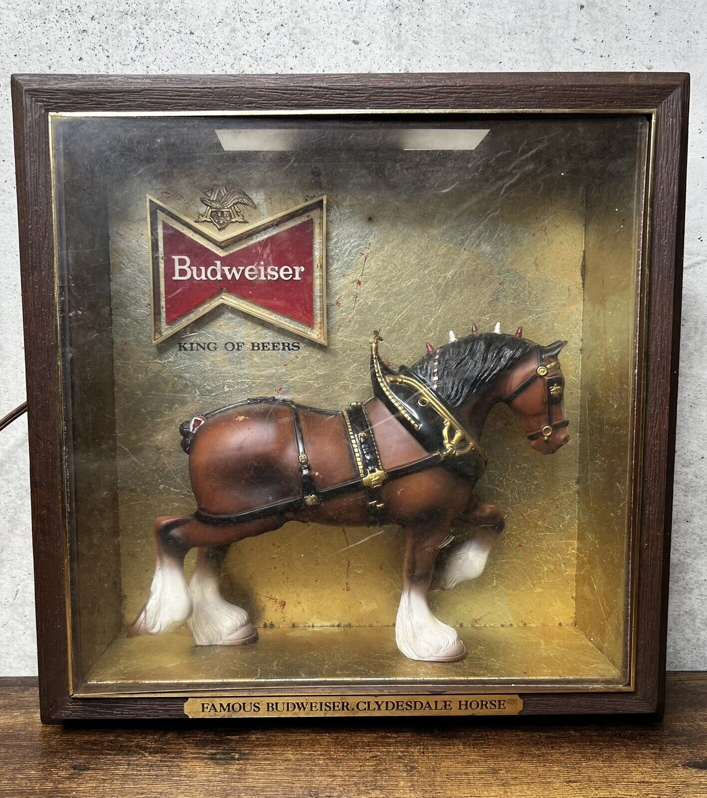 Budweiser Beer Clydesdale Horse Shadow Box Light Up Sign Anheuser-Busch Vintage