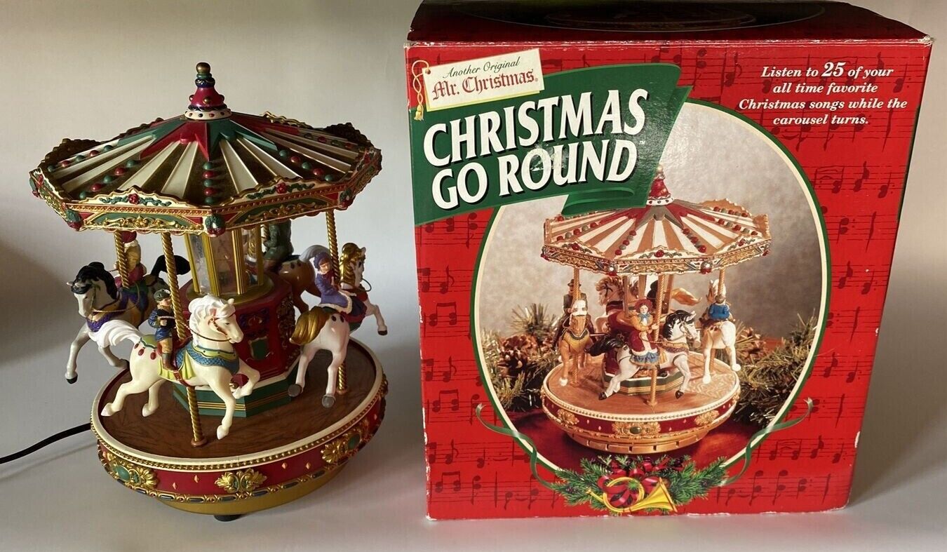 VTG 1997 Mr Christmas Go Round Animated Carousel Turns Plays 25 Songs #29107  