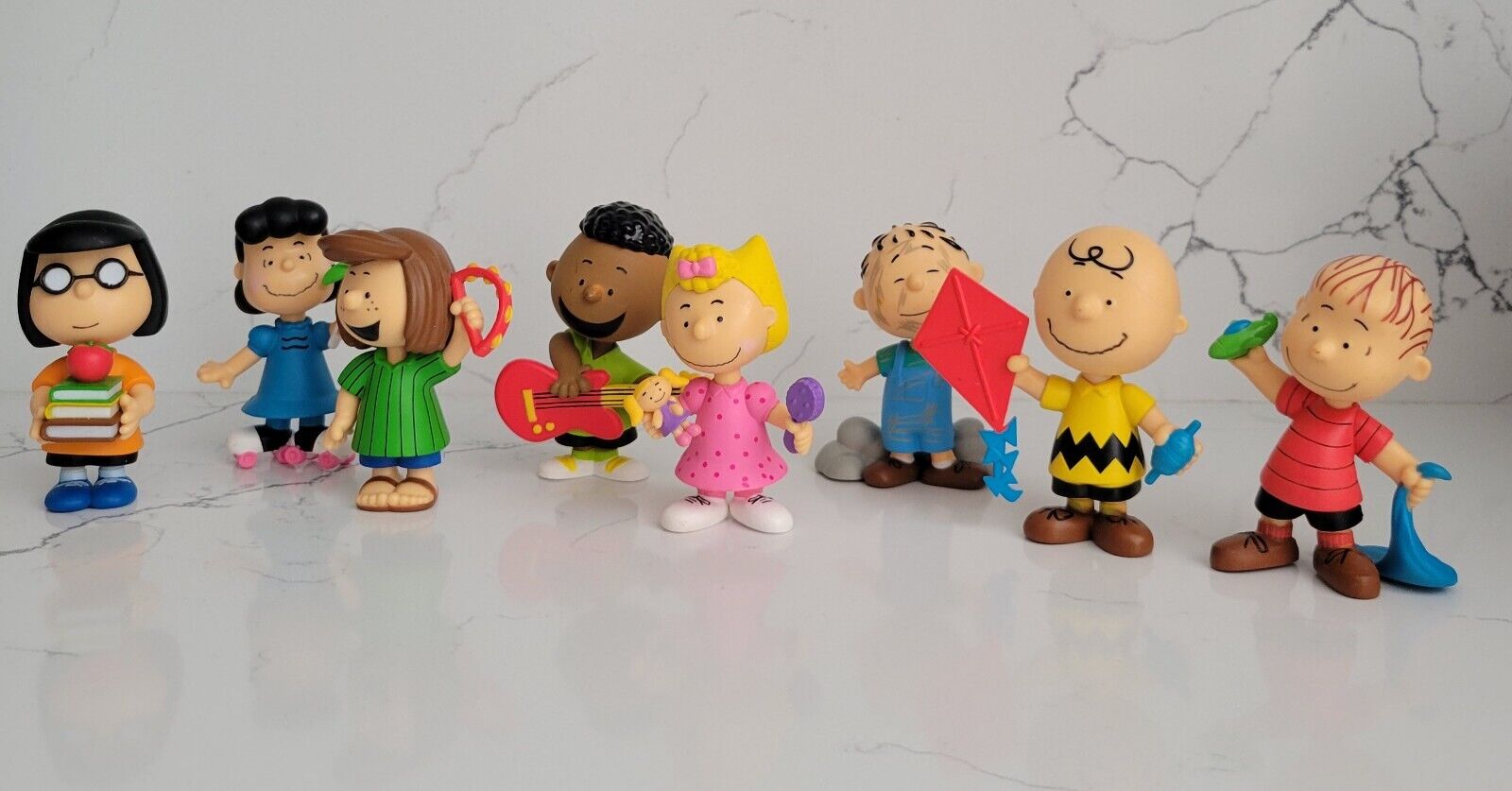 Peanuts Collector Figure Set Just Play Charlie Brown Lucy Linus Sally Lot 8 EUC